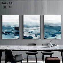 HAOCHU Abstract Blue Black White Color Block Art Poster Nordic Print Picture Home Decoration Abstract Canvas Painting Unframed 2024 - buy cheap