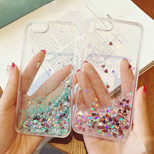 Love Heart Glitter Dynamic Liquid Quicksand Cases for iPhone 6 Cases 5 5s SE 6s Plus for iPhone 7 Case 7 Plus Soft Silicon Case 2024 - купить недорого