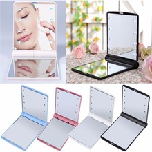1pcs Fashion Women Make Up Mirror Cosmetic Folding Portable Compact Pocket with 8 Led Light Makeup Tool 2024 - buy cheap