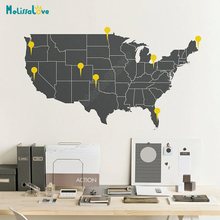 EE. UU. Mapa punto signos calcomanía de Oficina Casa Decoración Para sala de estar de los Estados Unidos de la etiqueta engomada de la empresa Decoración habitación extraíble B918 2024 - compra barato