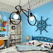 Nordic Creative Bicycle Iron Chandelier black/ white bike droplight Restaurant Children Room Bedroom lighting fixture with bulb 2024 - buy cheap