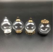1set 20*12mm hollow glass globe with setting base beads cap set orb glass vials pendant glass bottle jewelry pendant 13 styles 2024 - buy cheap