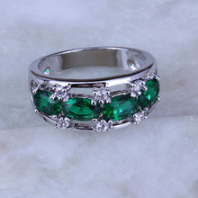 Love Monologue Beautiful Green imitation Emerald CZ Party Silver Color Rings for Women J0237 Fast Shipping 2024 - buy cheap