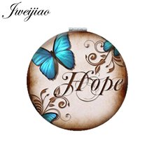 JWEIJIAO Mini Makeup Mirror Round Folding Compact Pocket Mirror Butterfly Hope Art Photo 1X/2X Magnifying Portable Beauty Gift 2024 - buy cheap