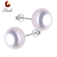 10-11mm Big Natural Freshwater Pearl Pure silver Stud Earrings Classic 925 sterling silver jewelry Gift for women LINDO 2024 - buy cheap