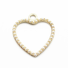 Wholesale 20pcs/lot Metal Gold Hollow Out Heart Pearl Dangle Charms Hanging Charms Fit DIY Women Bracelet & Bangles Jewelry 2024 - buy cheap