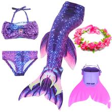 Girls Kids Children Mermaid Tails for Swimming Monofin Costumes Swimmable Bikini Bathing Swimsuit Little Cosplay 2024 - buy cheap