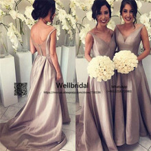 Simple 2019 Bridesmaid Dress Long Wedding Party Dress Maid oh Honor vestido longo de festa Satin Bridesmaid Dresses for women 2024 - buy cheap