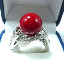Бесплатная доставка >>>> прекрасное женское кольцо с красными коралловыми бусинами, размер 6-9 # 2024 - купить недорого