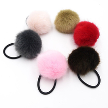 Lovely Fashion Women Girls Warm Artificial Fake Rabbit Fur Ball Girls Elastic Hair Rope Hair Bands Headdress 2024 - buy cheap