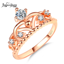 Женское кольцо с короной и сердцем, обручальное кольцо розового золота с фианитом, инкрустированное розовым золотом, 2018 2024 - купить недорого