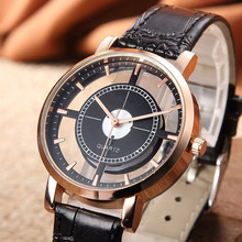 Relógio de pulso com pulseira de couro, relógio de quartzo da moda, masculino e feminino, com pulseira de couro 2024 - compre barato