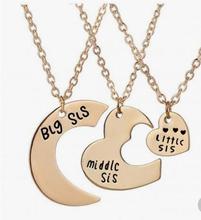 SanLan 3 Pieces Heart Keychain Set Big Sis Middle Lil Sister Love Forever Necklace 2024 - buy cheap