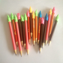 12pcs Short branched multicolor paint sharpened HB pencils eraser head small 9-11cm free shipping 2024 - buy cheap