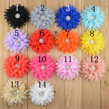 35pcs/lot lace fabric flower with rhinestone center beaded fabric ruffled flower hair accessories 2024 - buy cheap