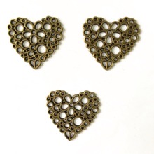 30 peças pingentes em liga metálica antiga em bronze coração amor tendência para fazer joias artesanal faça você mesmo 2024 - compre barato