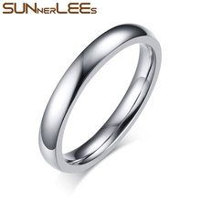 SUNNERLEES Titanium Stainless Steel Rings 3mm Silver Color High Polished Simple Style Men Women Wedding Ring Jewelry R-145 2024 - buy cheap