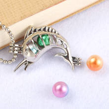 Bright silver dolphin Pearl Cage Jewelry Making Supplies Bead Cage Pendant Aroma Essential Oil Diffuser Locket For Oyster Pearl 2024 - buy cheap