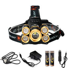 New 5Led Waterproof Adjustable 4 Modes Headlight Headlamp Head Lamp Light Torch for Fishing Camping Hunting with 18650 battery 2024 - buy cheap