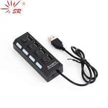 SR 4 Port LED USB Hub Four Ports USB 2.0 Concentrator with LED Light and Separate Switch for Cellphone Computer Tablet Notebo 2024 - buy cheap