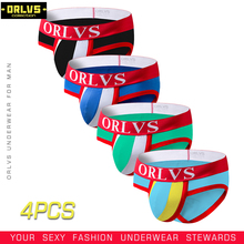 ORLVS 4PC/LOT Sexy Underwear Men briefs Cuecas Men Underpants Briefs Men Penis Pouch Gay Cotton Jockstrap Men Bikini Slip Homme 2024 - buy cheap