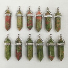 2018 Popular natural flower green stone bullet shape charms point Chakra pendants for jewelry making 12pcs/lot Wholesale free 2024 - buy cheap