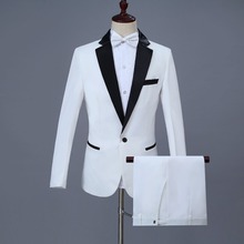 Terno masculino branco com design de casaco e calça, mais novo terno de formatura, smoking, traje para noivo, 2 peças, blazer personalizado 2024 - compre barato