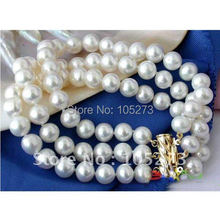 Pulsera redonda de perlas cultivadas en agua dulce para mujer, de 3 filas AA8-9MM, joyería para mujer, joyería con perlas hermosas, FN1374, Envío Gratis 2024 - compra barato
