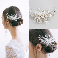 Fashion Silver Color Pearl Hair Jewelry Handmade Crystal Hair Comb Wedding Bridal Accessories Luxury Hair Ornaments Women Party 2024 - buy cheap
