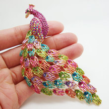 Beautiful Luxury Phoenix Bird Art Nouveau Brooch Multi-color Crystal Rhinestone 2024 - buy cheap