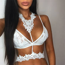 Brand Lace Crop Tops Women Sexy Choker V Neck Backless Strap Camis Camisole Bralette Summer See Through Cropped Halter Tank Tops 2024 - buy cheap