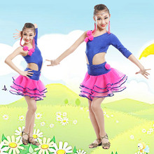 Детский костюм для латиноамериканских танцев, с фиолетовой бахромой и блестками 2024 - купить недорого