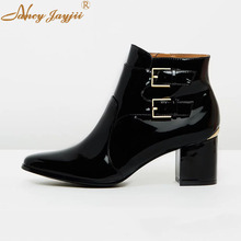 Nancyjayjii Black Shiny Buckle Women’S Modern Ankle Boots Almond Toe Zipper Super High Heels Ladies Winter Short Booties Shoes 2024 - buy cheap