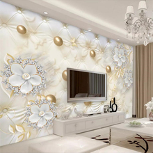 Beibehang-papel tapiz grande personalizado 3d, mural de flores blancas de lujo, paquete suave de bola, joyería, Fondo de sofá, papel de pared, mural 3d 2024 - compra barato