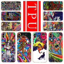 Soft TPU Case For iPhone 13 12 Mini 11 Pro XS Max XR X 8 7 6 Plus SE 2020 S Cover psychedelic trippy art 2020 2024 - compre barato