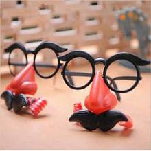 1pc Funny Humor Toy  Clown Glasses Costume Ball Round Frame Red Nose Whistle Mustache False Nose Hair blow out dragon joke toys 2024 - buy cheap