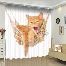 Customized  kitten 3D Blackout Window Curtain Drapes For Living room Bed room Hotel Wall Tapestry Cortinas 2024 - buy cheap