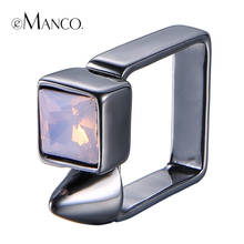eManco Crystal zinc alloy rings for women punk style 2016 square alloy rings tension setting anel feminino anillos 2024 - buy cheap