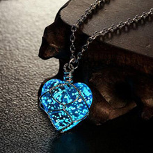 Caxybb Fashion New Creative Luminous Heart Crystal Pendant Necklace Glow In The Darkness Charming Necklace Fine Jewelry 2024 - buy cheap