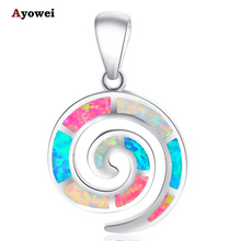 Wholesale Retail Attractive gifts Color Fire Opal stamp Silver fashion jewelry Necklace Pendants for women OP478A 2024 - buy cheap