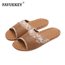 FAYUEKEY-Zapatillas planas de lino y caña para el hogar, zapatos transpirables y antideslizantes para la playa, verano, 2020 2024 - compra barato
