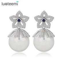 LUOTEEMI Fashion Vintage Jewelry Wholesale Imitation Sea Shell Female Pearl Earrings for Women High Quality Elegant Jewelry 2024 - buy cheap