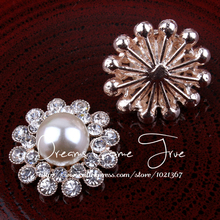 Lote de 50 unidades de botones de perlas en forma de flor de 28MM, 2 colores, para embellecimiento, botón decorativo transparente de diamantes de imitación para Tiara/tocados de bebé 2024 - compra barato