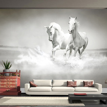 Papel de parede de qualquer tamanho, customizado, cavalo branco, 3d, em relevo, decoração de parede, não-tecido, papel de parede para quarto, sala de estar 2024 - compre barato