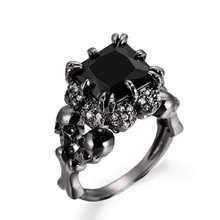 Hainon Skull Ring Black Cubic Zircon Women's Wedding Engagement Ring Punk Jewelry Black Gold Color Finger Rings Jewelry 2024 - buy cheap
