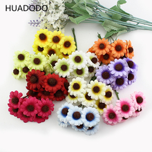 HUADODO 2.5cm Mini Daisy Flower Silk Artificial Flowers bouquet For Wedding handmade DIY Scrapbooking Decoration 6pcs/lot 2024 - buy cheap