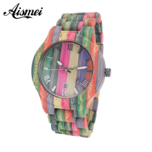 2018 Colorful Men Women Bamboo Watches Unique Handmade Wooden Bracelet Quartz Analog calendar Wristwatches Lovers watch Gifts 2024 - buy cheap