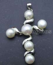 SALE Big 40*30mm Cross shape silver plated Pendant with natural big 6-8mm white pearl -pen209 Wholesale/retail Free shipping 2024 - buy cheap