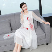 2019 New Spring And Summer European American Graceful Fairy Embroidered Women Long Dress  Silk Simple Round Collar Loose Dresses 2024 - buy cheap