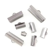 Metal Crimps End Caps for Flat Leather Cord Silver Color Stainless Steel  End Fastener Connectors Clasps Jewelry Making 2024 - buy cheap